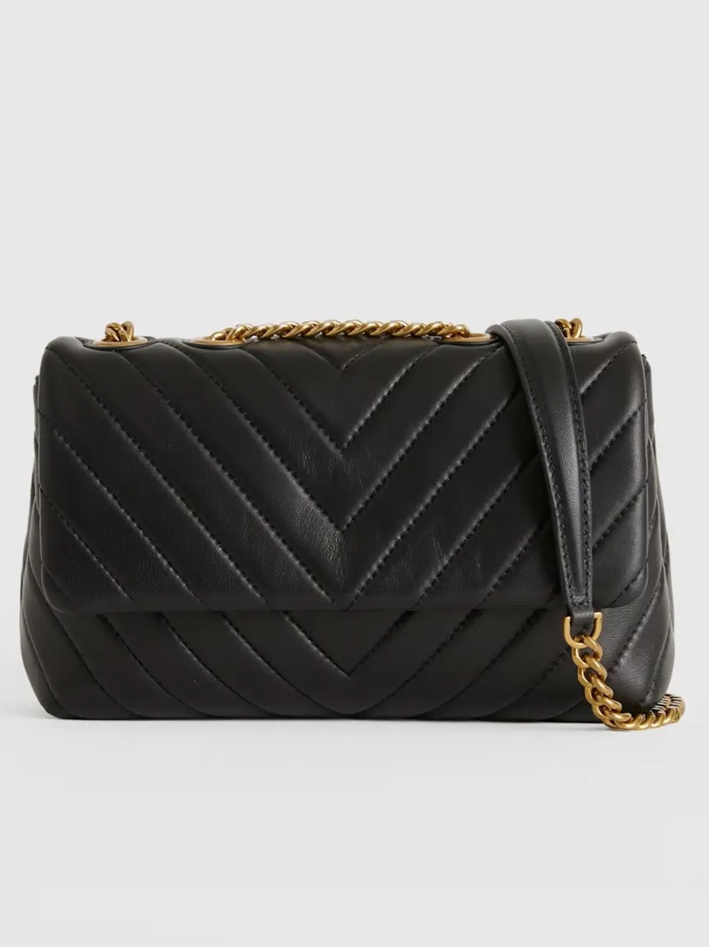 Quince Black Quilted convertible Crossbody Bag with Gold Chain - Picture 9 of 14